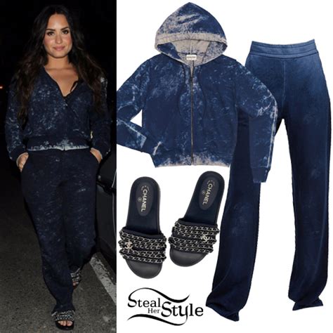 Demi Lovato: Blue Hoodie and Pants 